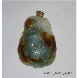 Chinese Yellow Green White Jade Carved Pendant #2206499