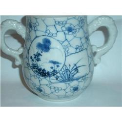 CHINESE BLUE AND WHITE TWO HANDLE VASE #2206611