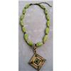 Vintage 18" Green Glass Bead Pendant #2215709