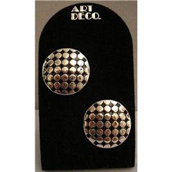 Vintage 80s Enamel Earrings - signed "Art Deco"#2215710