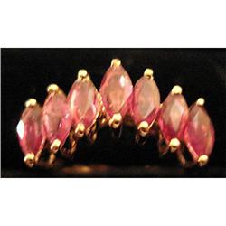 Gold-Plated Silver Ruby Navettes Ring - 5.5 #2215711