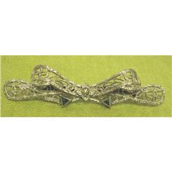14K White Gold Victorian Style Filigree Brooch #2215755