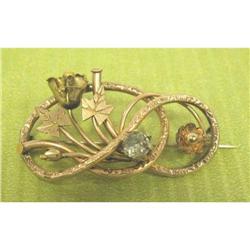 Art Nouveau 14K Yellow Rose Gold Large Brooch #2215759