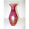 Image 1 : CRANBERRY COLOR GLASS ETCHED VASE #2215778