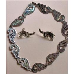 Vintage Sterling Mexican Inlaid Mother-of-Pearl#2216007