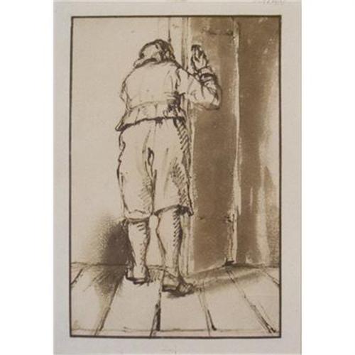 Rembrandt Van Rijn Man At A Door Lithograph