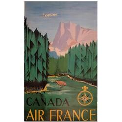 Unknown Air France to Canada Offset Lithograph #2216575