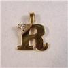 Image 1 : Letter R Charm or Pendant, Gold and Diamond. #2216897