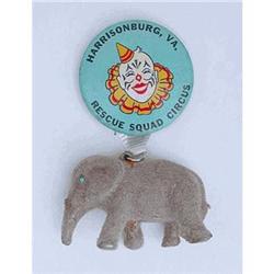 HARRISBURG VA FLOCKED ELEPHANT CIRCUS SOUVENIR #2216921