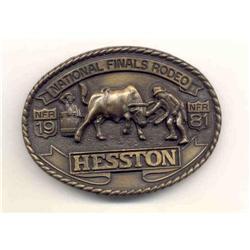 VINTAGE 1981 HESSTON BRASS COWBOY BRONCO BELT #2216924