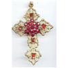 Image 1 : SALE Large Cross Pendant.with Red Rhinestones #2217126