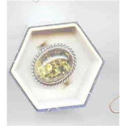 SALE Magnificent  Green Amber Ring  Sterling #2217131