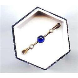 SALE Pin with Blue Glass and Seed Pearls #2217139