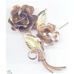 SALE Large Rose and yellow Gold tone Rose Pin  #2217146
