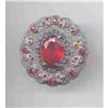 Image 1 : SALE Vintage Round Pin With Red Stones #2217262