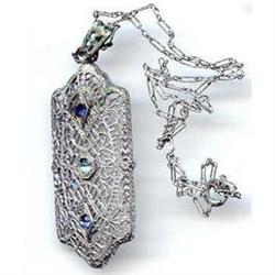 SALE Blue Stone Filigree Necklace #2217350