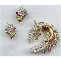 SALE Rhinestone Pin with earrings Signed  ART #2217363