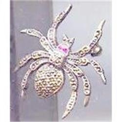 SALE Sterling Silver SPIDER with ruby eyes #2217371