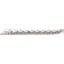 SALE Sterling and Art Glass Bracelet  8 1/2" #2217383