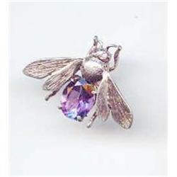 SALE Sterling and Amethyst Bee Pin signed MFA #2217385