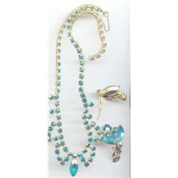 SALE Blue Green Aurora Borealis Necklace and#2217403
