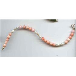SALE Pink Coral,Freshwater Pearls Bracelet #2217520