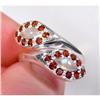 Image 1 : Faceted Garnet Rainbow Moonstone Sterling Ring #2217589