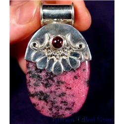 2.3"  Mughal Sterling Rhodonite Pendant~40 #2217755