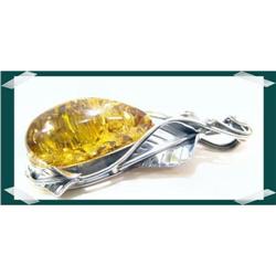 Opaque CITRINE Baltic Amber Sterling #2217759