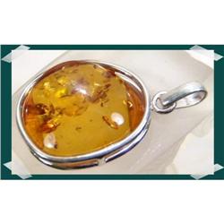 SUPER Cool Honey Baltic Amber Sterling Pendant #2217779