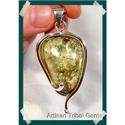 Sterling SWIRLS encase BALTIC Amber Pendant #2217802