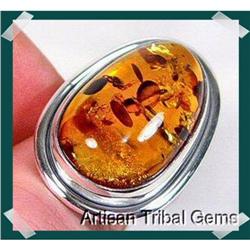 CHECK me OUT Cognac Baltic Amber Sterling Ring#2217811