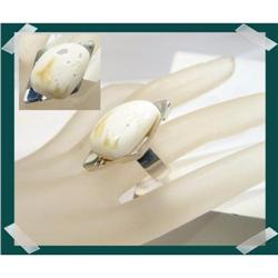 Adjustable SHOWY White Baltic Amber Sterling#2217814