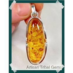 meticulous Honey BALTIC Amber  Sterling Pendant#2217816