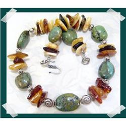 Rich GREEN tuquoise BALTIC Amber Nugget #2218074