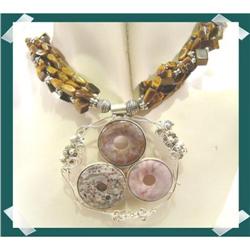 BOLD 5 Strands of Gemstone Silver Choker~106 #2218079