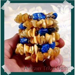 Racy LAPIS &  Amber Nugget Bracelet ~105GRAMS #2218080