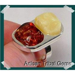 cant Decide~Designer Baltic Amber Sterling Ring#2218094