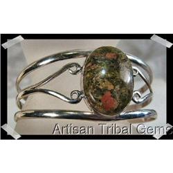 Magnificent Silver Agate Gemstone Cuff Bracelet#2218113