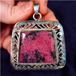 Massive Rhodonite Sterling Silver Pendant #2218118