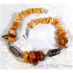 Baltic Amber Tribal Silver Choker~93 grams #2218144