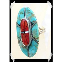 Radiant Genuine TURQUOISE Inlay Ring~SIZE 9 #2218236