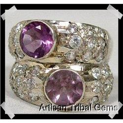 DOUBLE Amethyst Sterling Silver Ring~ONE OF A #2218237