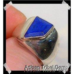 DEEP RICH Faceted LAPIS Gemstone  Sterling Ring#2218239