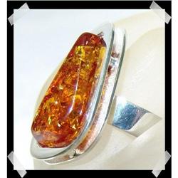 Cognac GLORY Baltic Amber Sterling Ring #2218241