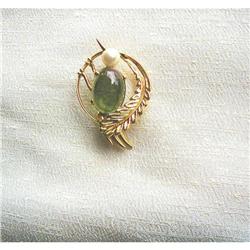 50's 14K Y GOLD & GREEN TOURMALINE BIRD PIN #2218253