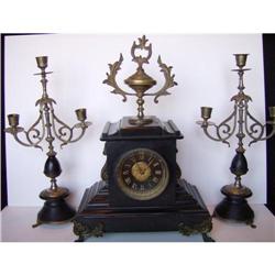 French marble clock garniture 1890's #2218283
