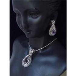 Amethyst Antique Style Sterling Silver necklace#2218425