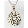 Image 1 : Estate Garnet & Sterling Silver Carved necklace#2218431