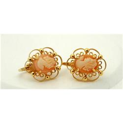 Carved Shell Cameo Sorrento Clip On Earrings  #2218536